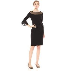 CK Bell Sheath with Illusion Neck and Sleeve Dress